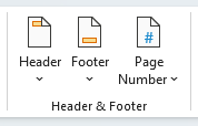 Header and Footer in ribbon in Word